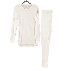 2pc Medima Virgin Wool Angora Blend Thermal Pant + Top Mens 2XL Cream Germany